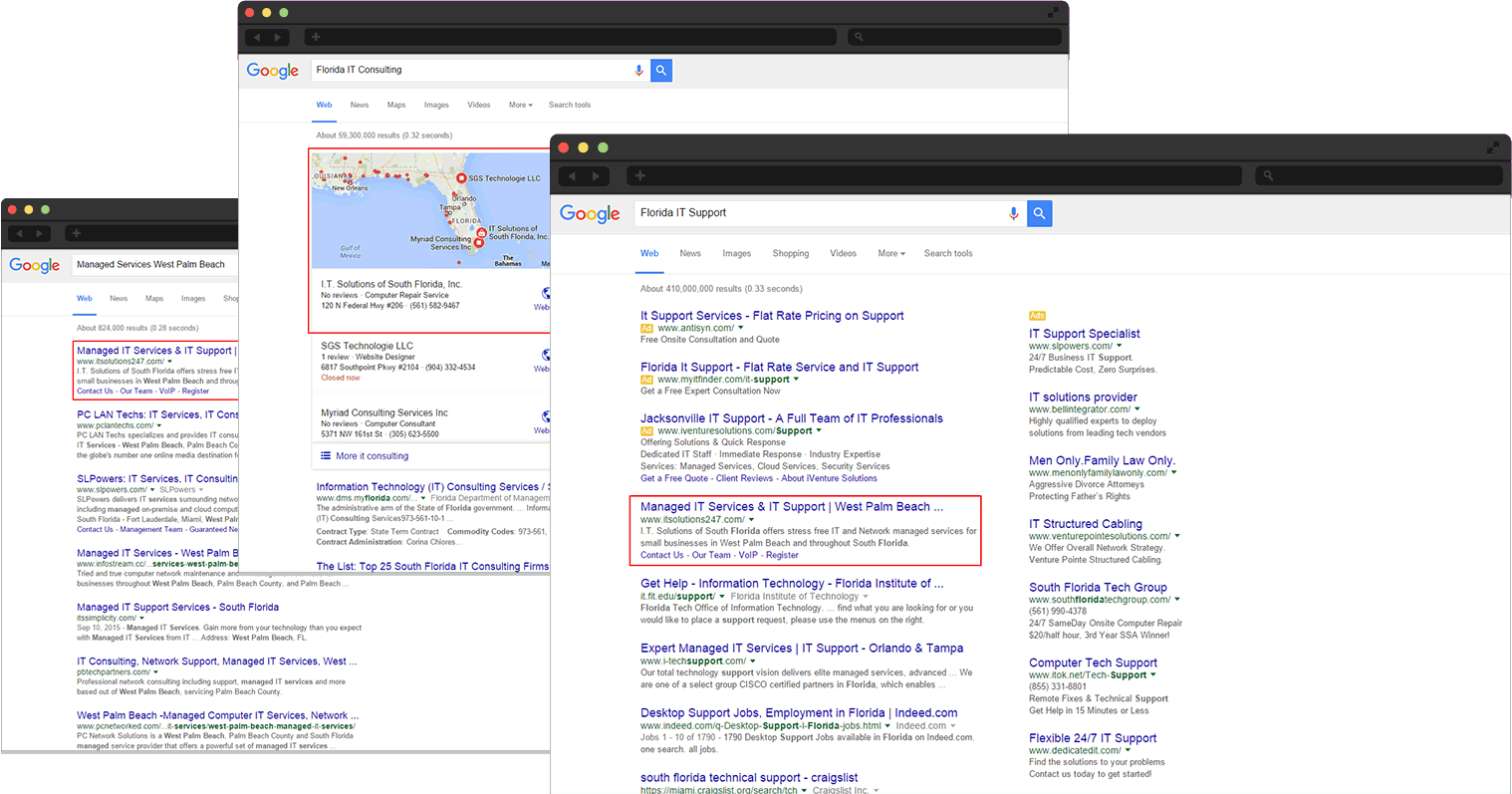 Real QuikGrid SEO search results